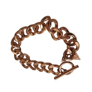 Guess Gold Chain Bracelet Glitter Accents Chunky Y2K Style 8 Inches Crystals